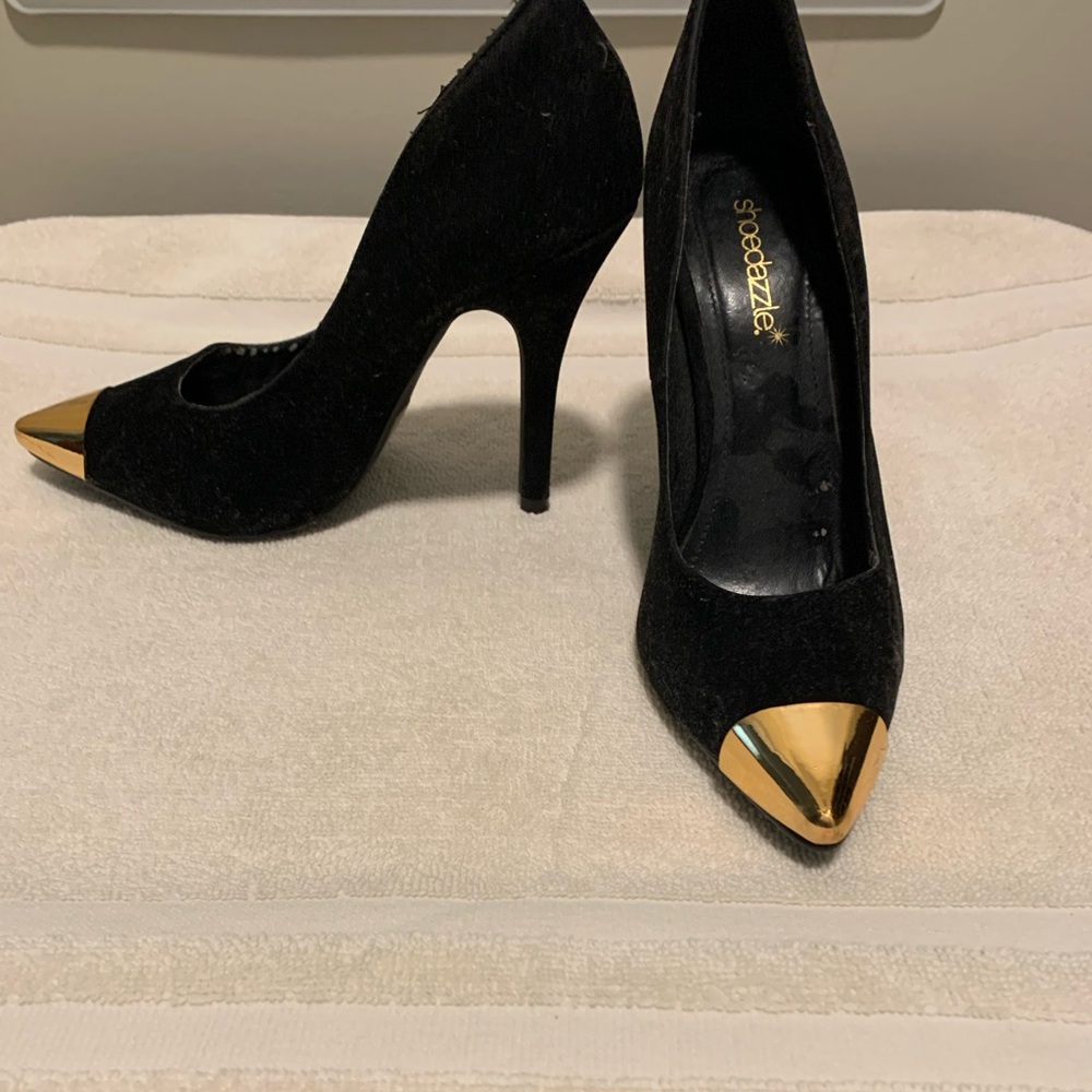 Black Faux Suede Pumps